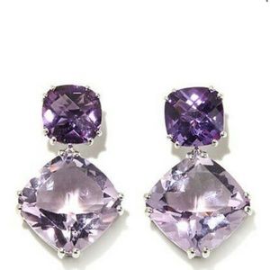 New Sterling silver diamond amethyst Earrings